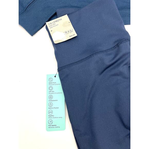 2 PC Ideology Workout Gym 7/8 length Leggings and Matching Top Navy XS NWT - Picture 2 of 5